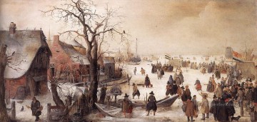 Escena de invierno en un canal Hendrick Avercamp Pinturas al óleo